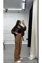 Brown High Waist Stretchy Flared Leather Pants - 4