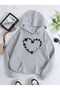 Flower Heart Fashion Print Design Trend Oversize Hooded Sweatshirt