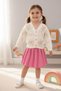 Floral Pattern Knitwear Cardigan and Pleated Skirt Girls' Set