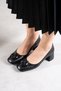 Rosira Women's Buckle Detailed Genuine Leather Heeled Shoes Black - 2