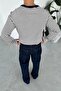 Navy Blue Premium Striped Buttoned Collar Long Sleeve T-Shirt - 4