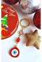 Luxury New Year's Gift 3-Piece Large Evil Eye Beads Red Keychain in Metal Box - 3