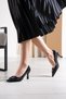Ulvia Women's Stiletto Buckle Detailed Heeled Shoes Black Striped - 2