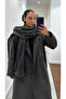 Anthracite Long Coat with Scarf Detail - 85163 - 6