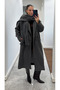 Anthracite Long Coat with Scarf Detail - 85163 - 5