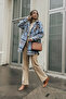 Women's Oversize Plaid Woven Shirt Jacket – Blue Pink - 6