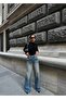 Women's High-Black Palazzo Zip Detail Stretch Fabric Stretchy Jeans Pants