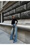 Women's High-Black Palazzo Zip Detail Stretch Fabric Stretchy Jeans Pants - 3
