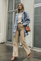 Women's Oversize Plaid Woven Shirt Jacket – Blue Pink - 2