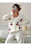 Cherry Patterned Stylish Knit Cardigan – Soft and Comfortable Fit, Special Design with Buttons 🍒 - 4