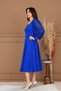 Crepe Sleeves Tulle Detail Midi Dress - Cobalt Blue - 8