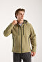Men's Beige Fleece-Lined Waterproof and Windproof Softshell Outdoor Sports Jacket