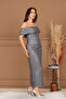 Beaded Tulle Strapless Pencil Long Dress - Gray - 6
