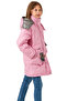 Girl's Quilted Model Zipper Closure Detachable Hood Lined Teddy Bear Accessory Pink Color Coat - 4