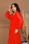 Crepe Sleeves Tulle Detail Midi Dress - Red - 5