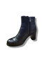 Three-Buckle Zippered Thick Heel Black Women's Boots - 5