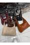 Large Size Fixed Strap Soft Faux Leather Casual Model Women's Shoulder Bag - 3