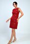 Women's Self-Tailored Short Dress with Side Buttons, Slim Fit - 3