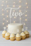 White 2Nd Birthday Cake Topper - Two Cake Lettering - Number 2 Cupcake Picks - Baby Boy Birthday - 5