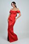 Women's Strapless Low Sleeve Lined Underwire Satin Long Dress - 2