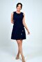 Women's Round Neck Sleeveless Dress with Button Detail on the Front, Slim Fit - 4