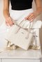 Women's Monogram Faux Leather Hand and Shoulder Strap Women's Bag