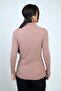 Women's Turtleneck Basic Ribbed Sleeves Button Detailed Sweater - 4
