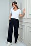 Women's Elastic Waist Lace-Up Side Pocket Palazzo Pants - 3