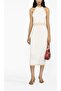 Luxury Model Gold Knitwear Midi Dress with Button Accessories