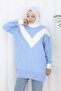 Patterned Knitwear Tunic S3017 Blue - 3