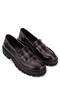 Women's Genuine Leather Claret Red Loafer Shoes - 2
