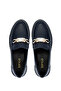 Women's Genuine Leather Navy Blue Loafers - 5