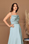 Satin Fabric Back Lace-up Evening Dress - ÇAĞLA - 3