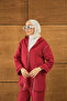 Women's Zipper Detailed Double Suit Red - 6