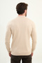 Patterned Slim Fit Crew Neck Men's Knitwear Sweater Beige - 11577.25K - 3