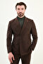 Straight Slim Fit Wide Collar Double Breasted Men's Suit Dark Brown - 45420.25K