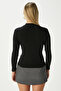 Women's Gloria Gold Buttoned Long Sleeve Black Corduroy Cotton Blouse - 7