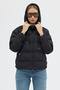 Women's Black Double Pocket Zippered Water Repellent Fabric Regular Fit Padded Inflatable Coat - 4