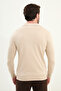 Patterned Slim Fit Polo Neck Zippered Wool Men's Knitwear Sweater Beige - 11570.25K - 3