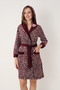 Women's Hooded Soft Textured Home Bathrobe Cotton & Velvet / Pink - Burgundy 3489 - 5