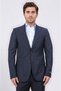 Slim Fit Mono Collar Striped Navy Wool Suit - 2