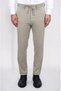 Lightly Textured Self-Tie Beige Jogger Single Pants