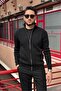 Men'S, Stand-Up Collar, Zipper, Flexible Structure, Fitted Look Sweater, Cardigan Pltk14
