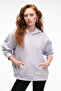 Clarie Women's Organic Cotton Oversize Kangaroo Pocket Hooded Lilac Sweatshirt