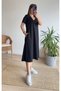Women's Short Sleeve V-Neck Pocket Viscose Dress with A-Line Detail - 6