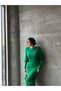 Back Detailed Knitwear Dress Green - 3