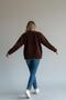 Women's Leather Plush Brown Jacket with Buckle Detail - 4