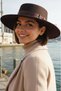 Women's Wide Brim Striped Cashmere Gondola Hat