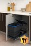 Cassone 16+1 Liter Cabinet-Interior Rail Telescopic Anthracite Waste Bin, Minimum Lid Width 40 cm
