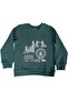 Organic Cotton London Printed Winter Boys' Sweatshirt Green - 2